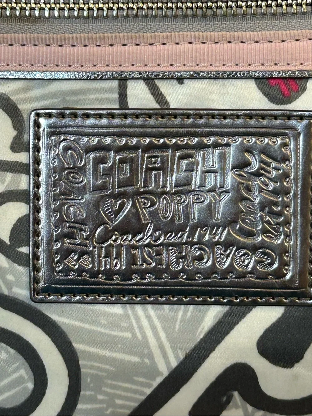 Authentic Coach Poppy Graffiti Hearts Glam Tote